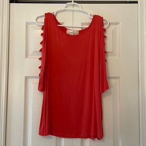 French Laundry red cut out sleeves top